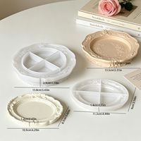 Moule en silicone pour plateau en dentelle gaufrée de style vintage européen, rond et ovale, pour la fabrication de plateaux de rangement en plâtre et de sous-verres en résine