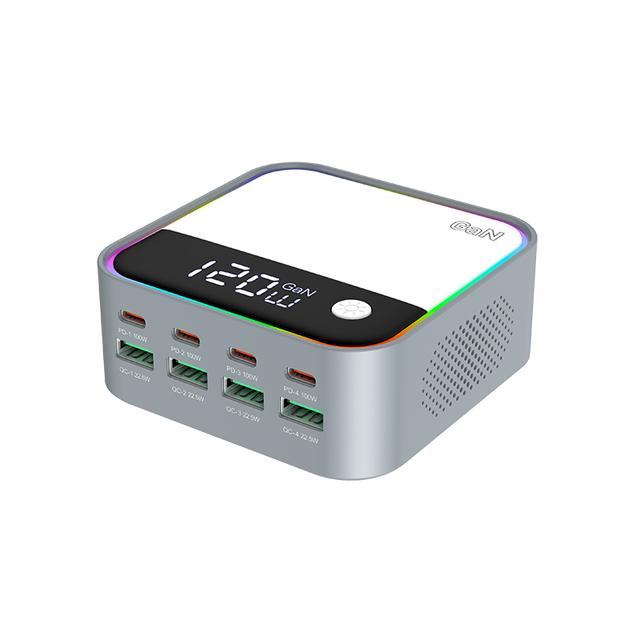 GaN 120W 8-port Charger Support PD3.0/Dual QC/SCP 100W Fast Charging Station Multifunction Chargers for Phone/Tablet/Laptop