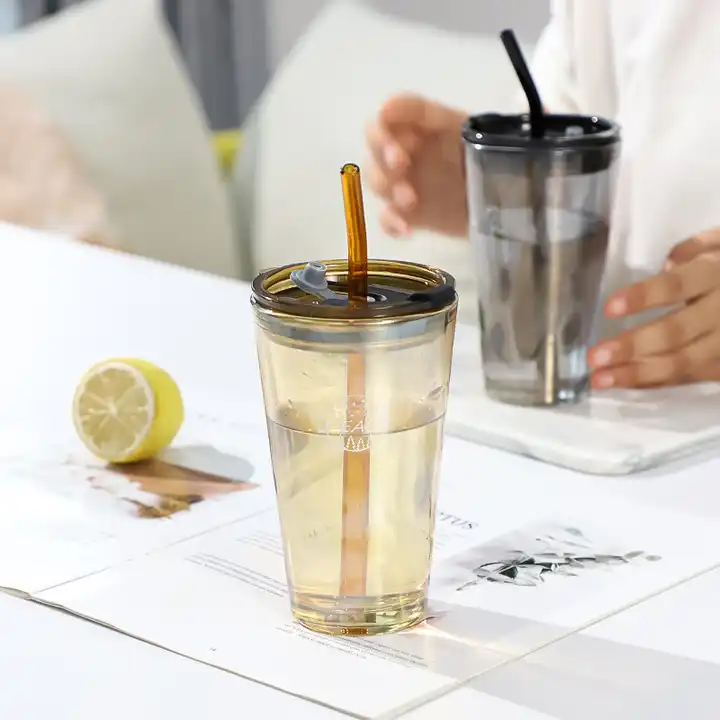 2022 New Style Northern Light Cup Straw Glass Tumbler With Cover