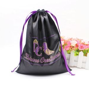 Wholesale Eco-Friendly Satin Drawstring Storage Pouch with Custom Logo for Hair Extensions and Gifts <b>Textile</b> <b>Packaging</b> - Product Image 5