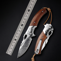 Couteau de poche artisanal en acier Damas, manche en bois de fer du désert, EDC, survie, chasse, camping, couteau pliant tactique personnalisé pour l'extérieur