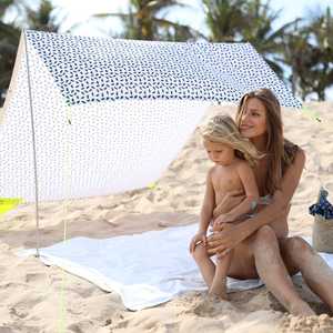 Carpa de Playa Vintage con Estampado de Rayas, Refugio Solar Portátil con Protección UPF 50+, Estilo Retro de los 70 - Product Image 6