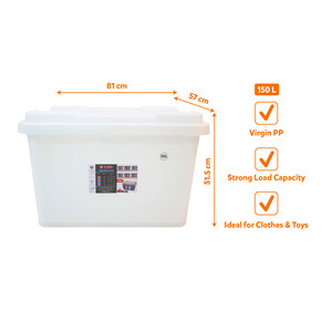 150L PP Plastic <b>Storage</b> Box Lid Large Capacity Stackable Dustproof Waterproof Eco Friendly Modern Design Multifunction <b>Storage</b> - Product Image 2