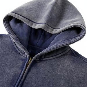 Sudadera con Capucha de Alta Calidad para Hombre, de Forro Polar Grueso, Lavado Ácido, con Cierre, para Invierno, de Poliéster/Algodón, 250g, Transpirable, para Gimnasio - Product Image 1