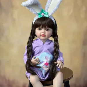 LEMON 55 Soft Silicone Reborn Baby Girl Doll Toy Newborn Suave Lavable 60