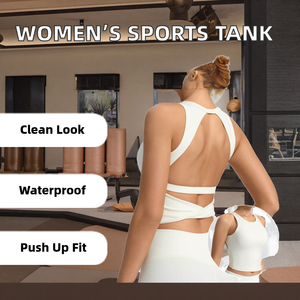 Nouvel Arrivage Été Vente en Gros Personnalisé LOGO Débardeur Sportif Femme Dos Nu Entraînement Fitness Push Yoga/Pilates Nylon Spandex - Product Image 2