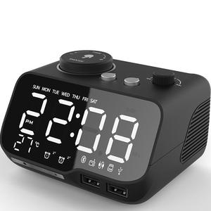 Multifunctional Bedside Alarm <b>Clock</b> Radio with Dual USB Charging BT Speaker FM Radio Temperature Display for <b>Bedroom</b> Hotel - Product Image 2