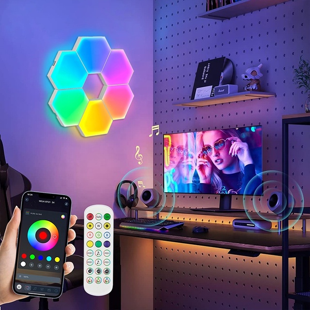 Untral Thin RGB LED Wall Panel Light Music Sync Smart Home Lights App Control Hexagon Light for Gaming Room
