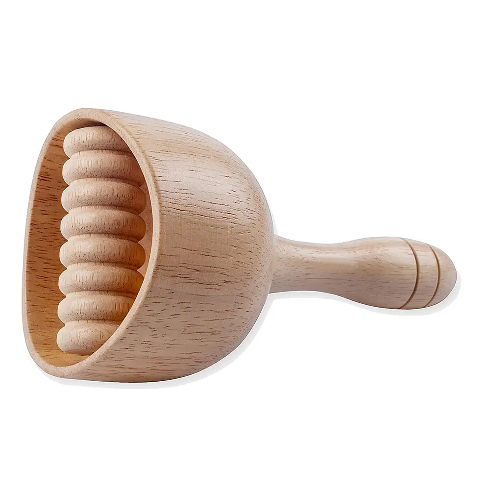 Wood Therapy Swedish Massage Cup with Roller Anti-Cellulite Handheld Wooden Massage Cup Tool