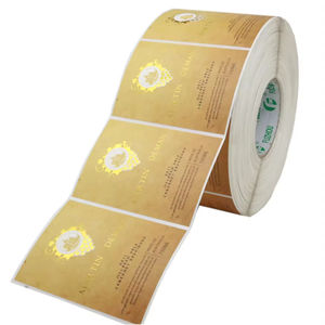 Etiqueta Adhesiva de Vinilo Impermeable Impresa Personalizada, Rollo de Etiquetas con Estampado en Frío/Dorado - Product Image 1