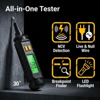 Testeur de tension numérique NCV 20-1000V AC avec écran rétroéclairé, détection de ligne sous tension et neutre, lampe torche, tournevis plat et test automatique