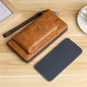 Bolsa Deportiva Vintage Multifuncional de Gran Capacidad con Cierre, Bolsa de Cuero para Teléfono, Bolsa de Cuero PU para Hombre con Monedero Desmontable - Product Image 4
