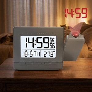 Horloge de projection numérique intelligente <span class=keywords><strong>Projecteur</strong></span> pivotant réglable Affichage LCD de l'heure et de la température Alarme de répétition Bureau moderne Usage domestique - Product Image 1