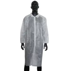 Wholesale Sms Nonwoven Round Knitted Neck Lab Coat Disposable Hospital Staff Uniform For Doctor And Nurse