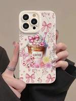 Coque de téléphone portable motif nœud café pour iPhone 16 Plus 15 17 18 Pro Max, coque arrière antichoc en TPU Angel Eye