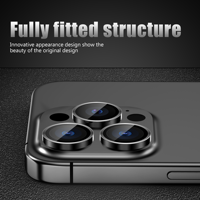 Protecteur d'objectif en verre trempé métallique pour iPhone 14 15 16 Pro Max, film de protection d'objectif d'appareil photo facile à installer pour téléphones mobiles