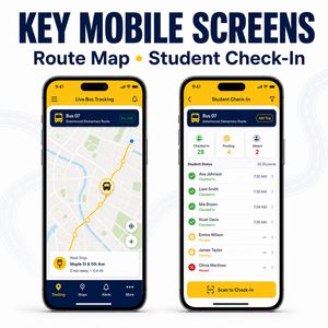 Développement d'une application de <span class=keywords><strong>suivi</strong></span> de bus scolaires personnalisée pour iOS et Android avec fonction de contrôle des présences des élèves et alertes parentales LionCreate - Product Image 3