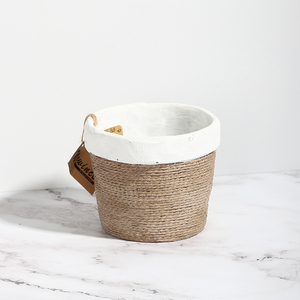 Creativo corda di canapa superficie <span class=keywords><strong>in</strong></span> rilievo logo personalizzato decorazione della casa vaso fioriera di <span class=keywords><strong>cemento</strong></span> per arredamento <span class=keywords><strong>da</strong></span> <span class=keywords><strong>giardino</strong></span> - Product Image 3