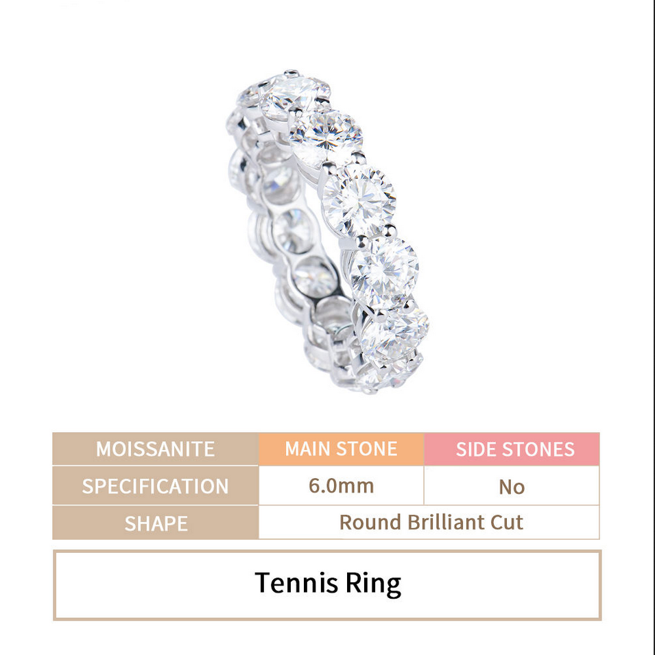 แหวนเทนนิส 6 มม. สีเงิน