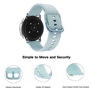 Bracelet de montre en silicone souple en caoutchouc pour <span class=keywords><strong>Samsung</strong></span> Galaxy <span class=keywords><strong>Watch</strong></span> <span class=keywords><strong>Active</strong></span> / <span class=keywords><strong>Active</strong></span> <span class=keywords><strong>2</strong></span> avec boucle colorée 20mm 22mm - Product Image 4