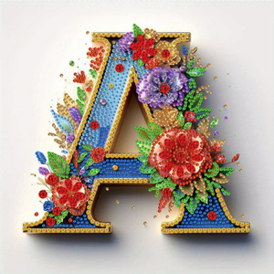Kit di Pittura Diamante SongwooArt con Lettera <span class=keywords><strong>Floreale</strong></span> 'A' per Bambini, Decorazione Murale Alfabeto 5D, Regalo Fai-da-Te - Product Image 5