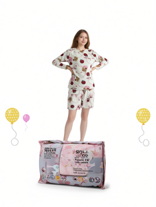 Pigiama da donna Siyahoo in cotone e bambù, set con maniche lunghe, girocollo, stampa a fantasia, morbido, in maglia, pigiama primaverile con pantaloncini, taglia M - Product Image 1