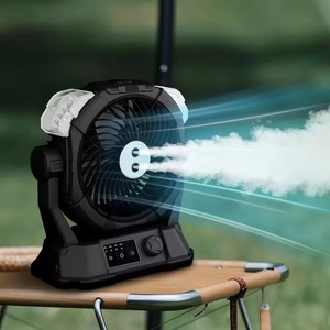 Ventilateur de camping portable rechargeable avec lumière LED, 3 pales, moteur AC, ventilateur de refroidissement extérieur pour patio et jardin - Product Image 1