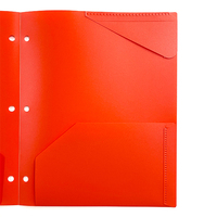 Dossiers de classement en plastique robuste de format lettre, de couleur assortie, avec perforation à 3 trous, pochettes avec porte-cartes de visite