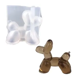 A8435 balon anjing gantungan kunci silikon cetakan gipsum lilin aromaterapi dekorasi resin jerami topper cetakan es batu cetakan