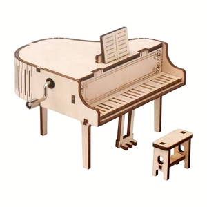 Caja de música de madera 3D, modelo de instrumento de ensamblaje propio, caja de música con manivela para manualidades educativas, regalo DIY. - Product Image 2