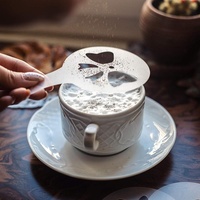 16 Pièces/ensemble Cappuccino Café Duster Jet Décoratif Modèle Pochoirs Pochoir À Gâteau Outil D'art