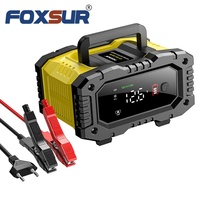 Cargador de Batería FOXSUR 12V 24V 10A, Cargador Automático Rápido de 10 amperios para Baterías de Litio Lifepo4, AGM, Gel, Plomo-Ácido, para Motocicletas, Camiones y Automóviles