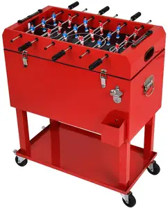 Wholesale 65L Beer Metal Cooler Box Patio Football Game Metal Cooler Cart With Shelf