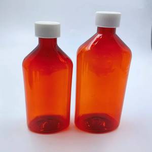 Пластиковая бутылка из ПЭТ янтарного цвета для жидких лекарств, 1, 2, 3, 4, 6, 8 унций, с овальной крышкой с защитой от детей - Product Image 2