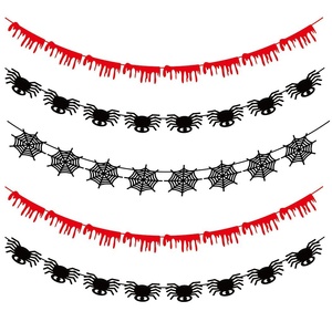 Guirnalda de Araña de Fieltro y Tela No Tejida con Efecto Sangre para Halloween, Decoración de Fiesta de Cumpleaños, Sin Asta de Bandera - Product Image 1
