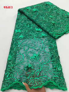 Tissu africain personnalisé Kalume Factory 4683, tissu en dentelle africaine brodée à la main avec des perles et des paillettes, tissu en dentelle à paillettes pour robes de mariée - Product Image 6