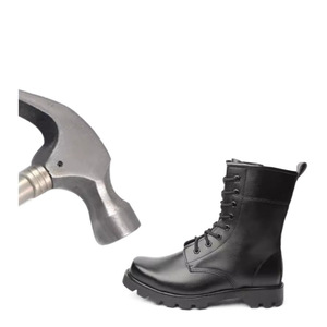 Botas de Combate para Hombre con Punta de Acero, Tacón Bajo, Cuero Genuino, Antideslizantes y Transpirables para Primavera, Otoño e Invierno - Product Image 5