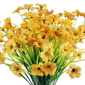 6 paquetes de flores artificiales violetas resistentes a los rayos UV, ramo floral falso impermeable, decoración para el hogar, jardín interior y exterior - Product Image 5