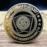 QUAD ACES Médaille de pièce commémorative en laque colorée de poker plaquée or