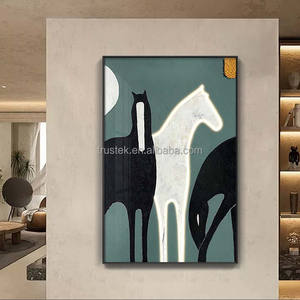 Nuove Dipinture Decorative Stile Crema 2025 <span class=keywords><strong>con</strong></span> Acquerello <span class=keywords><strong>e</strong></span> Stampa Digitale per Stanza Foglie 80x120cm <span class=keywords><strong>Cornice</strong></span> Nera/Dorata - Product Image 3