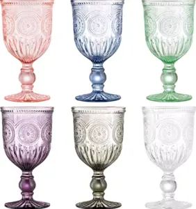 2024 New Classic Hot Sale Wholesale Creative Beautiful Goblet Cup Crystal Colored Glass Cups
