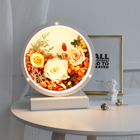 Lampe de table LED en verre rond avec rose éternelle, boîte cadeau DIY pour mariage, anniversaire, Saint-Valentin