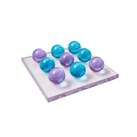 Jeu de Tic Tac Toe Judaica de luxe moderne en Lucite avec billes colorées