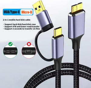 Cable de disco duro 2 en <span class=keywords><strong>1</strong></span> de 5 Gbps a USB 3,<span class=keywords><strong>0</strong></span> Micro B de aleación de aluminio, chaqueta de PVC TPE, blindaje trenzado, Cable de disco duro externo - Product Image 6