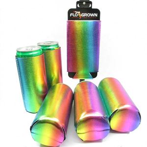 RYO Factory Price Insulated 12oz Tall Neoprene Holographic Laser Slim Waterproof Beer Can Cooler s - Product Image 2