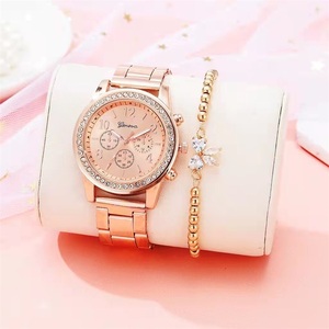 2 PCS <strong>Set</strong> Women <strong>Rose</strong> <strong>Gold</strong> Diamond Bracelet <strong>Watch</strong> Luxury Jewelry Ladies Casual Quartz Wristwatches - Product Image 3