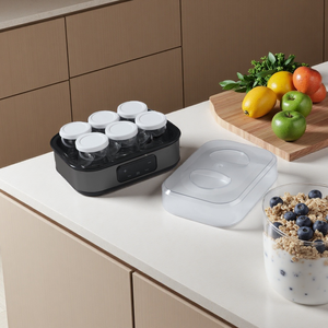 Nouveau 2026 Appareil à yaourt grec portable mini avec 6 pots en verre, en acier inoxydable, électrique domestique à température constante - Product Image 1