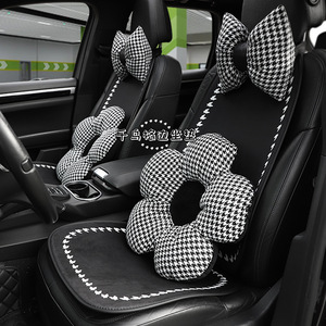 Fundas para asientos de coche, juego completo de piel sintética con diseño de pata de gallo, almohadilla decorativa para asiento delantero, para interior de coche, uso en las cuatro estaciones - Product Image 2