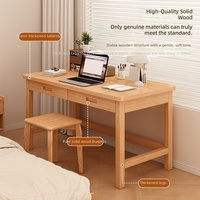 Bureau d'ordinateur pour étudiant en bois massif, table d'étude et d'écriture avec tiroirs de rangement pour la maison, la chambre ou le bureau, poste de travail minimaliste
