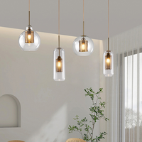 Lustre en verre rond de style nordique, minimaliste, pour hôtel, chevet, café, bar, luminaire suspendu en verre industriel à LED